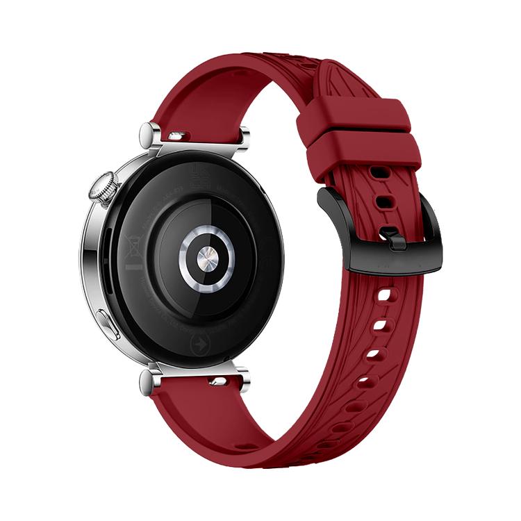 Kalebol 18mm Universal Textured Silicone Black Buckle Strap(Red)