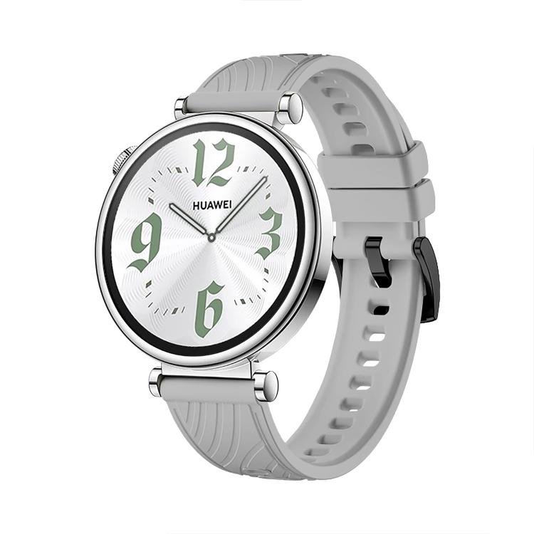 Kalebol 18mm Universal Textured Silicone Black Buckle Strap(Light Grey)