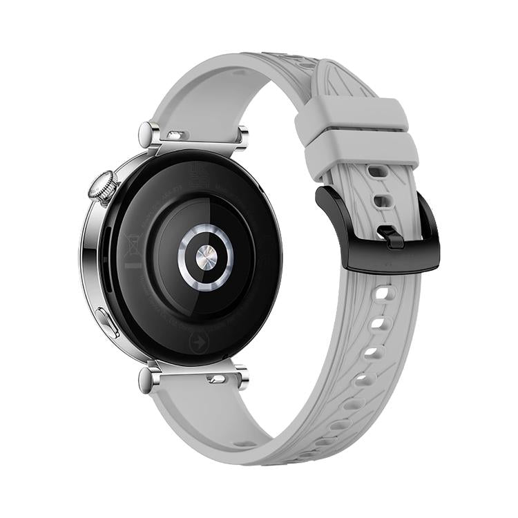Kalebol 18mm Universal Textured Silicone Black Buckle Strap(Light Grey)