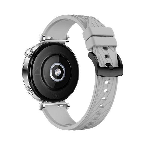 Kalebol 18mm Universal Textured Silicone Black Buckle Strap(Light Grey)