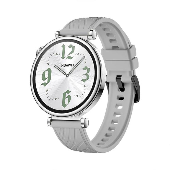 Kalebol 18mm Universal Textured Silicone Black Buckle Strap(Light Grey)