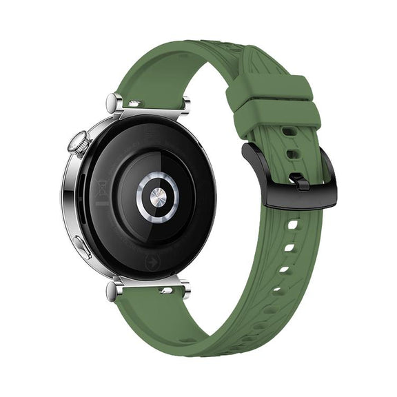 Kalebol 18mm Universal Textured Silicone Black Buckle Strap(Spruce Green)