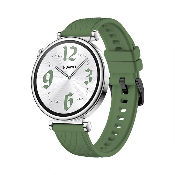 Kalebol 18mm Universal Textured Silicone Black Buckle Strap(Spruce Green)