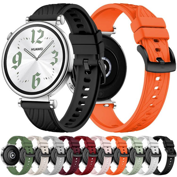 Kalebol 18mm Universal Textured Silicone Black Buckle Strap(White)