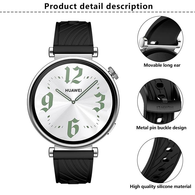 Kalebol 18mm Universal Textured Silicone Black Buckle Strap(White)