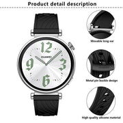 Kalebol 18mm Universal Textured Silicone Black Buckle Strap(White)