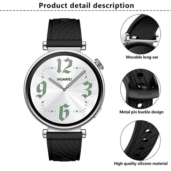 Kalebol 18mm Universal Textured Silicone Black Buckle Strap(White)
