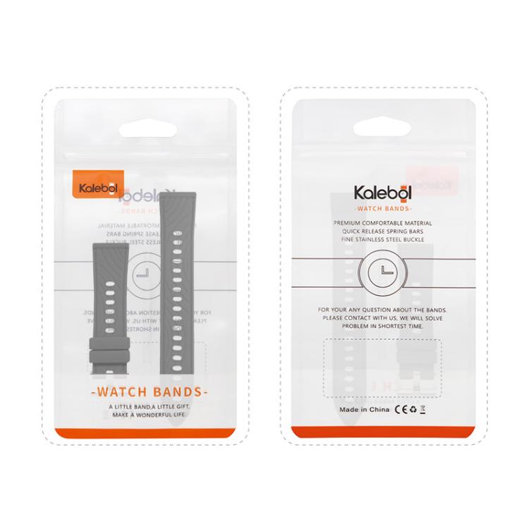 Kalebol 18mm Universal Textured Silicone Black Buckle Strap(White)