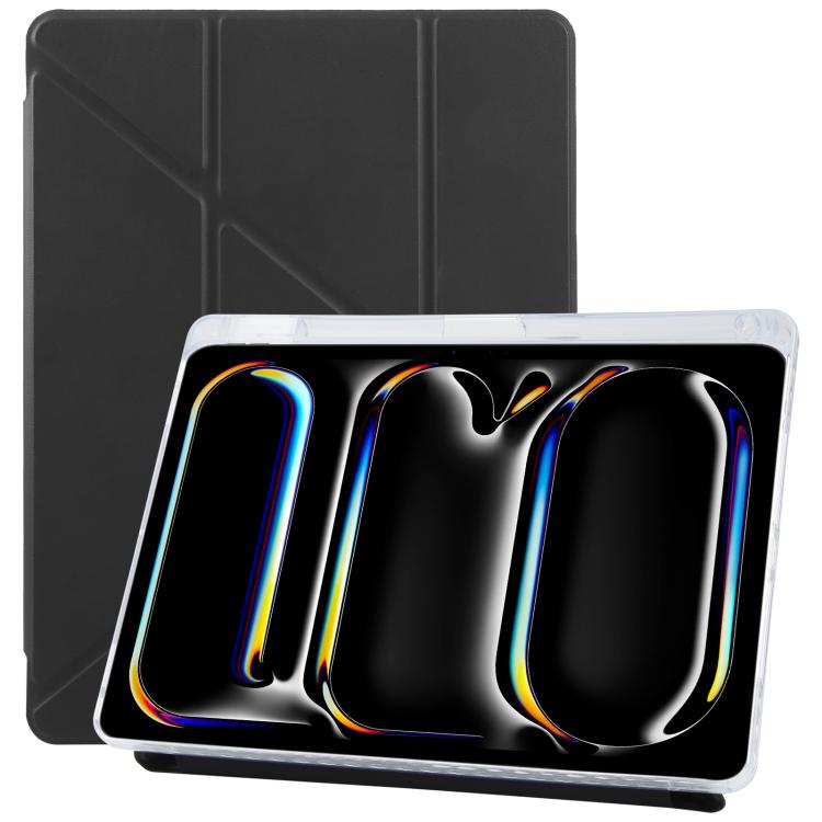 For iPad Pro 11 2024 ZGA Genre Series Y-Fold Leather Tablet Case with Pen Slot(Black)