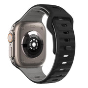 For Apple Watch 46mm / 49mm / 45mm / 44mm Kalebol Wave Reverse Buckle Two-color Silicone Strap(Black Grey)