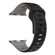 For Apple Watch 46mm / 49mm / 45mm / 44mm Kalebol Wave Reverse Buckle Two-color Silicone Strap(Black Grey)