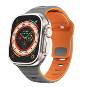 For Apple Watch 46mm / 49mm / 45mm / 44mm Kalebol Wave Reverse Buckle Two-color Silicone Strap(Space Grey Orange)