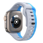 For Apple Watch 46mm / 49mm / 45mm / 44mm Kalebol Wave Reverse Buckle Two-color Silicone Strap(Wild Path Grey Blue)