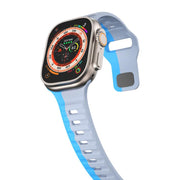 For Apple Watch 46mm / 49mm / 45mm / 44mm Kalebol Wave Reverse Buckle Two-color Silicone Strap(Wild Path Grey Blue)