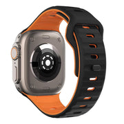 For Apple Watch 42mm / 41mm / 40mm / 38mm Kalebol Wave Reverse Buckle Two-color Silicone Strap(Black Orange)