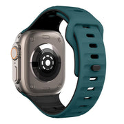 For Apple Watch 42mm / 41mm / 40mm / 38mm Kalebol Wave Reverse Buckle Two-color Silicone Strap(Dark Green Black)