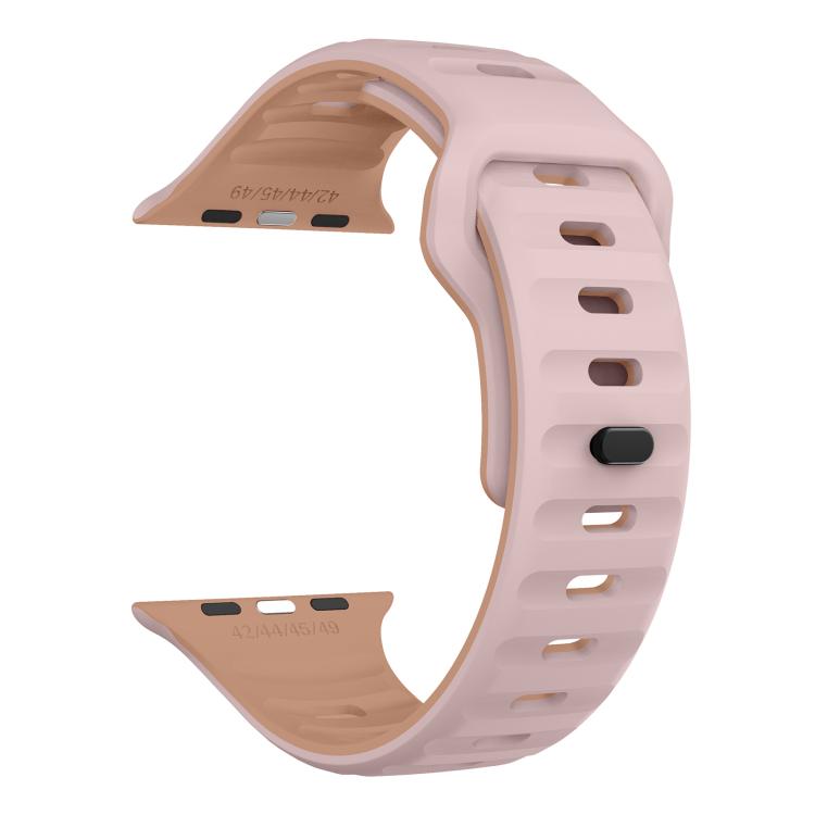 For Apple Watch 42mm / 41mm / 40mm / 38mm Kalebol Wave Reverse Buckle Two-color Silicone Strap(Oxford Pink Rose Grey)