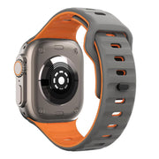 For Apple Watch 42mm / 41mm / 40mm / 38mm Kalebol Wave Reverse Buckle Two-color Silicone Strap(Space Grey Orange)