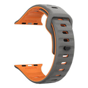 For Apple Watch 42mm / 41mm / 40mm / 38mm Kalebol Wave Reverse Buckle Two-color Silicone Strap(Space Grey Orange)