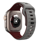 For Apple Watch 42mm / 41mm / 40mm / 38mm Kalebol Wave Reverse Buckle Two-color Silicone Strap(Space Grey Wine Red)