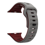 For Apple Watch 42mm / 41mm / 40mm / 38mm Kalebol Wave Reverse Buckle Two-color Silicone Strap(Space Grey Wine Red)