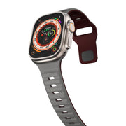 For Apple Watch 42mm / 41mm / 40mm / 38mm Kalebol Wave Reverse Buckle Two-color Silicone Strap(Space Grey Wine Red)