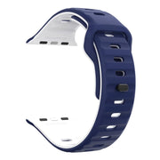 For Apple Watch 42mm / 41mm / 40mm / 38mm Kalebol Wave Reverse Buckle Two-color Silicone Strap(Midnight Blue White)