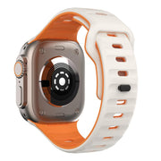 For Apple Watch 42mm / 41mm / 40mm / 38mm Kalebol Wave Reverse Buckle Two-color Silicone Strap(Starlight Orange)