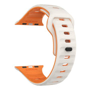For Apple Watch 42mm / 41mm / 40mm / 38mm Kalebol Wave Reverse Buckle Two-color Silicone Strap(Starlight Orange)