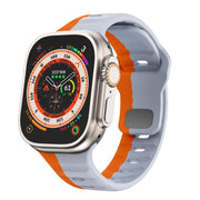 For Apple Watch 42mm / 41mm / 40mm / 38mm Kalebol Wave Reverse Buckle Two-color Silicone Strap(Wild Path Grey Orange)