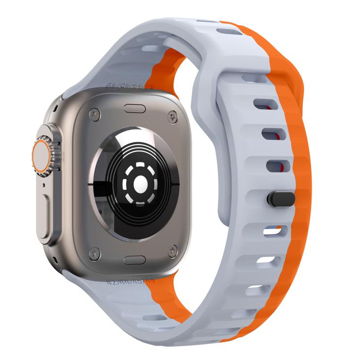 For Apple Watch 42mm / 41mm / 40mm / 38mm Kalebol Wave Reverse Buckle Two-color Silicone Strap(Wild Path Grey Orange)