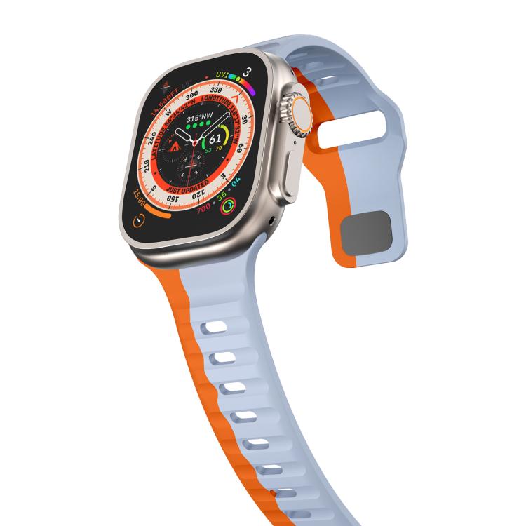 For Apple Watch 42mm / 41mm / 40mm / 38mm Kalebol Wave Reverse Buckle Two-color Silicone Strap(Wild Path Grey Orange)