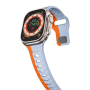 For Apple Watch 42mm / 41mm / 40mm / 38mm Kalebol Wave Reverse Buckle Two-color Silicone Strap(Wild Path Grey Orange)