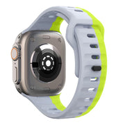 For Apple Watch 42mm / 41mm / 40mm / 38mm Kalebol Wave Reverse Buckle Two-color Silicone Strap(Wild Path Grey Green)