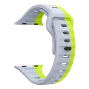 For Apple Watch 42mm / 41mm / 40mm / 38mm Kalebol Wave Reverse Buckle Two-color Silicone Strap(Wild Path Grey Green)