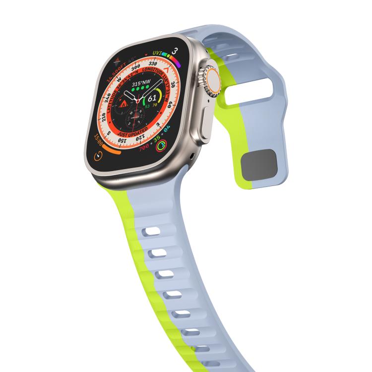 For Apple Watch 42mm / 41mm / 40mm / 38mm Kalebol Wave Reverse Buckle Two-color Silicone Strap(Wild Path Grey Green)