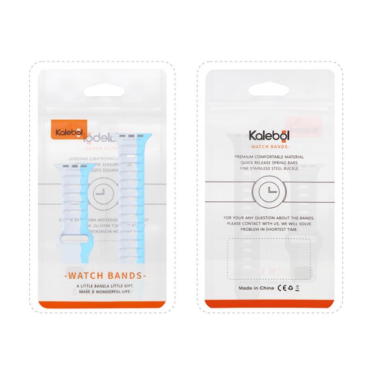 For Apple Watch 42mm / 41mm / 40mm / 38mm Kalebol Wave Reverse Buckle Two-color Silicone Strap(Wild Path Grey Blue)
