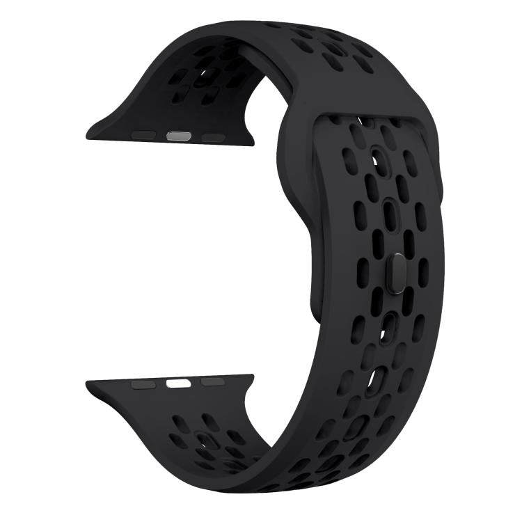 For Apple Watch 46mm / 49mm / 45mm / 44mm Kalebol Mesh Reverse Buckle Silicone Strap(Black)