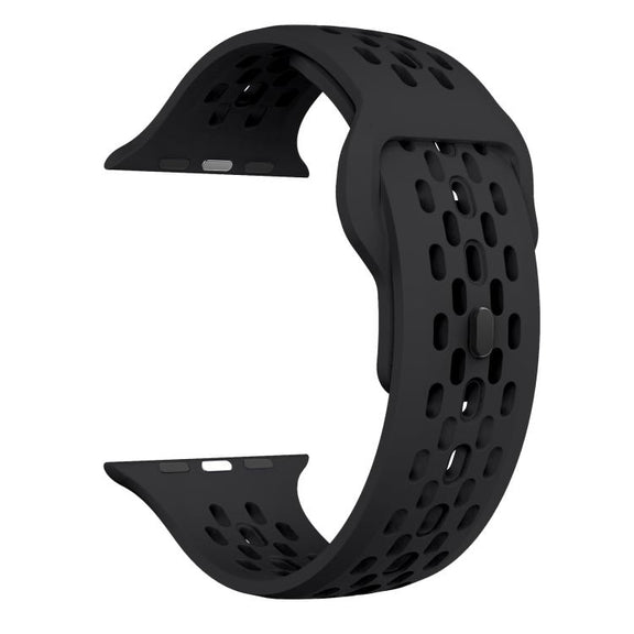 For Apple Watch 46mm / 49mm / 45mm / 44mm Kalebol Mesh Reverse Buckle Silicone Strap(Black)