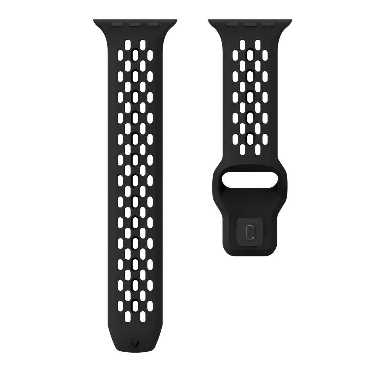 For Apple Watch 46mm / 49mm / 45mm / 44mm Kalebol Mesh Reverse Buckle Silicone Strap(Black)