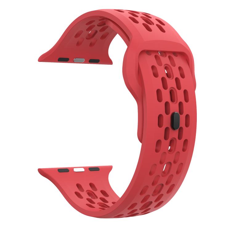 For Apple Watch 46mm / 49mm / 45mm / 44mm Kalebol Mesh Reverse Buckle Silicone Strap(Red)