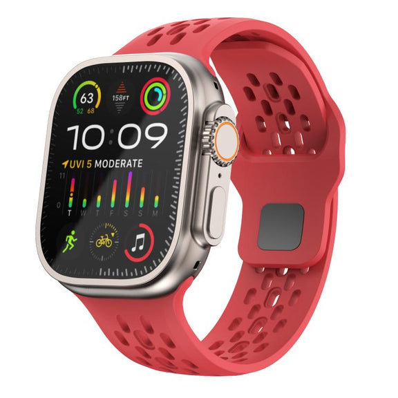 For Apple Watch 46mm / 49mm / 45mm / 44mm Kalebol Mesh Reverse Buckle Silicone Strap(Red)