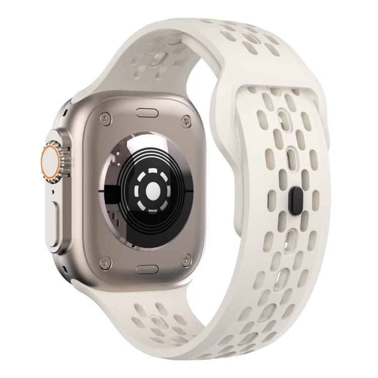For Apple Watch 46mm / 49mm / 45mm / 44mm Kalebol Mesh Reverse Buckle Silicone Strap(Starlight)