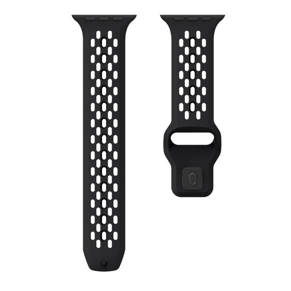 For Apple Watch 42mm / 41mm / 40mm / 38mm Kalebol Mesh Reverse Buckle Silicone Strap(Black)