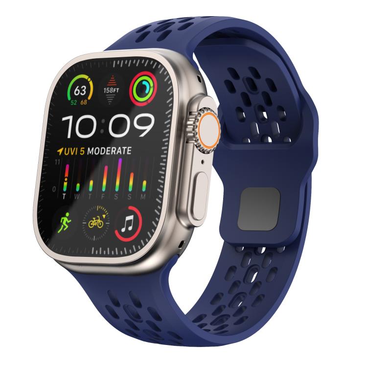 For Apple Watch 42mm / 41mm / 40mm / 38mm Kalebol Mesh Reverse Buckle Silicone Strap(Midnight Blue)