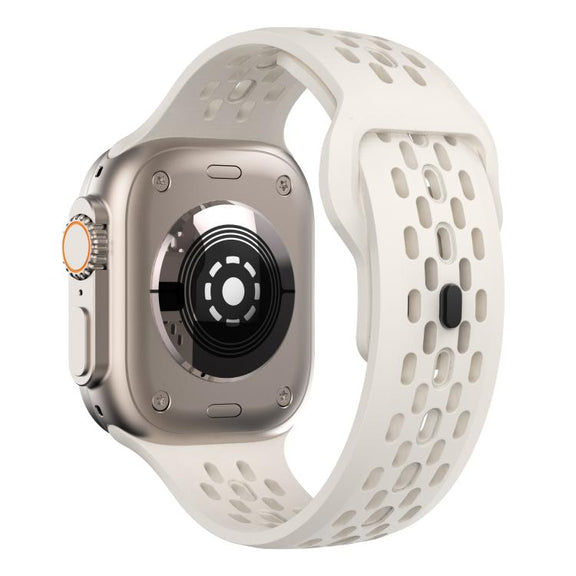 For Apple Watch 42mm / 41mm / 40mm / 38mm Kalebol Mesh Reverse Buckle Silicone Strap(Starlight)