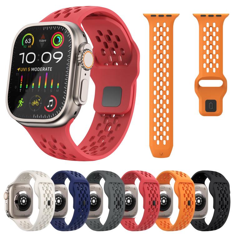 For Apple Watch 42mm / 41mm / 40mm / 38mm Kalebol Mesh Reverse Buckle Silicone Strap(Starlight)