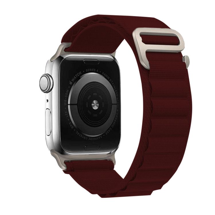 For Apple Watch 46mm / 49mm / 45mm / 44mm Kalebol Aline Nylon Loop Watch Band(Wine Red)
