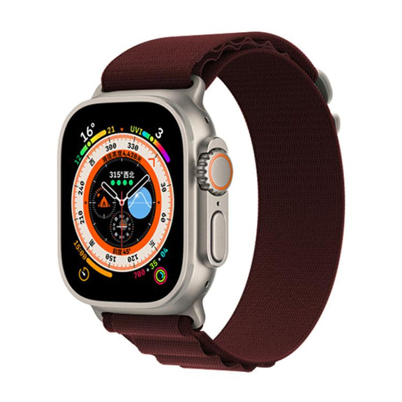 For Apple Watch 46mm / 49mm / 45mm / 44mm Kalebol Aline Nylon Loop Watch Band(Wine Red)