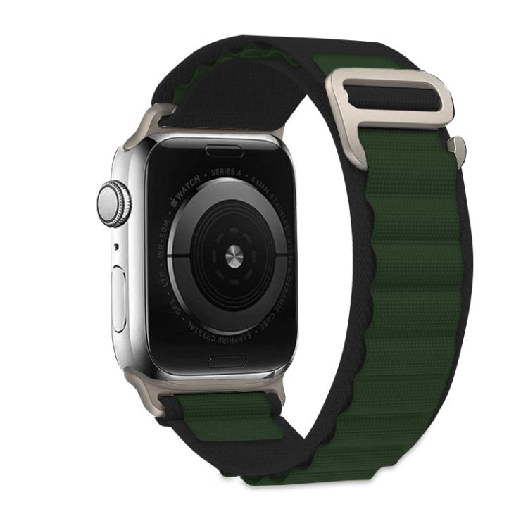 For Apple Watch 46mm / 49mm / 45mm / 44mm Kalebol Aline Nylon Loop Watch Band(Green+Black)